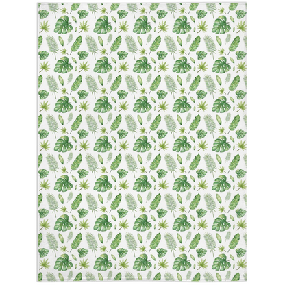 Tropical Leaves Minky Blanket, Jungle Nursery Bedding - Safari Explorer