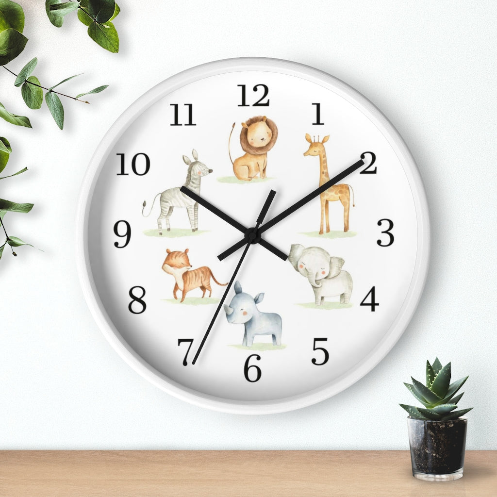 Safari animals clock, Jungle Nursery Decor - Baby Africa