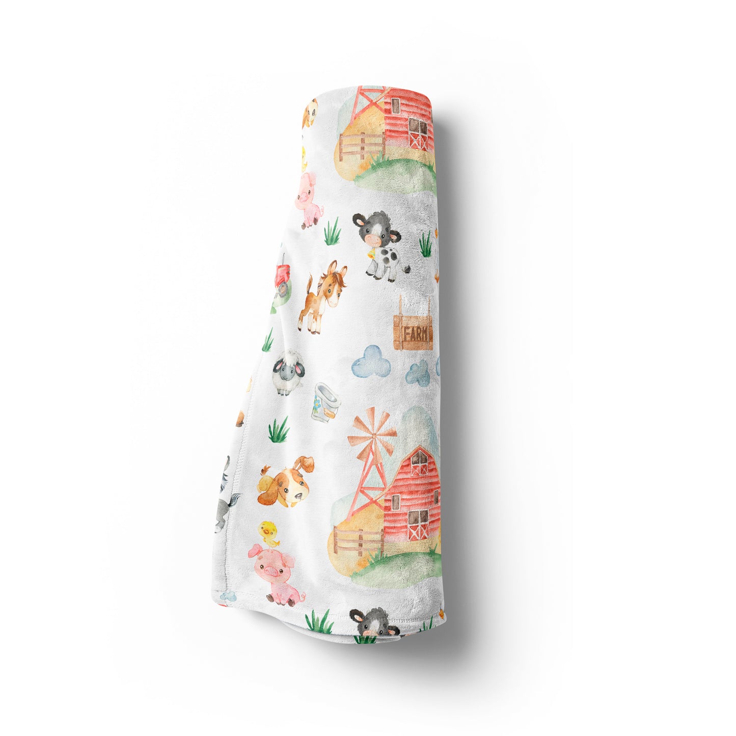 Farm Animals Minky Blanket, Barnyard  Nursery Bedding - Farm Babies