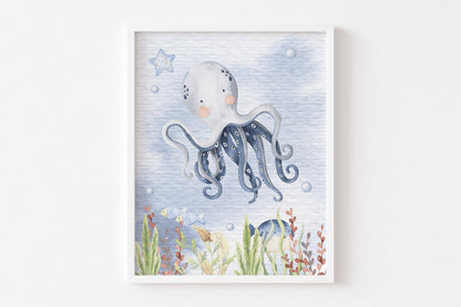 Under the Sea Wall Art, Ocean Nursery Prints Set of 6 - Little Ocean