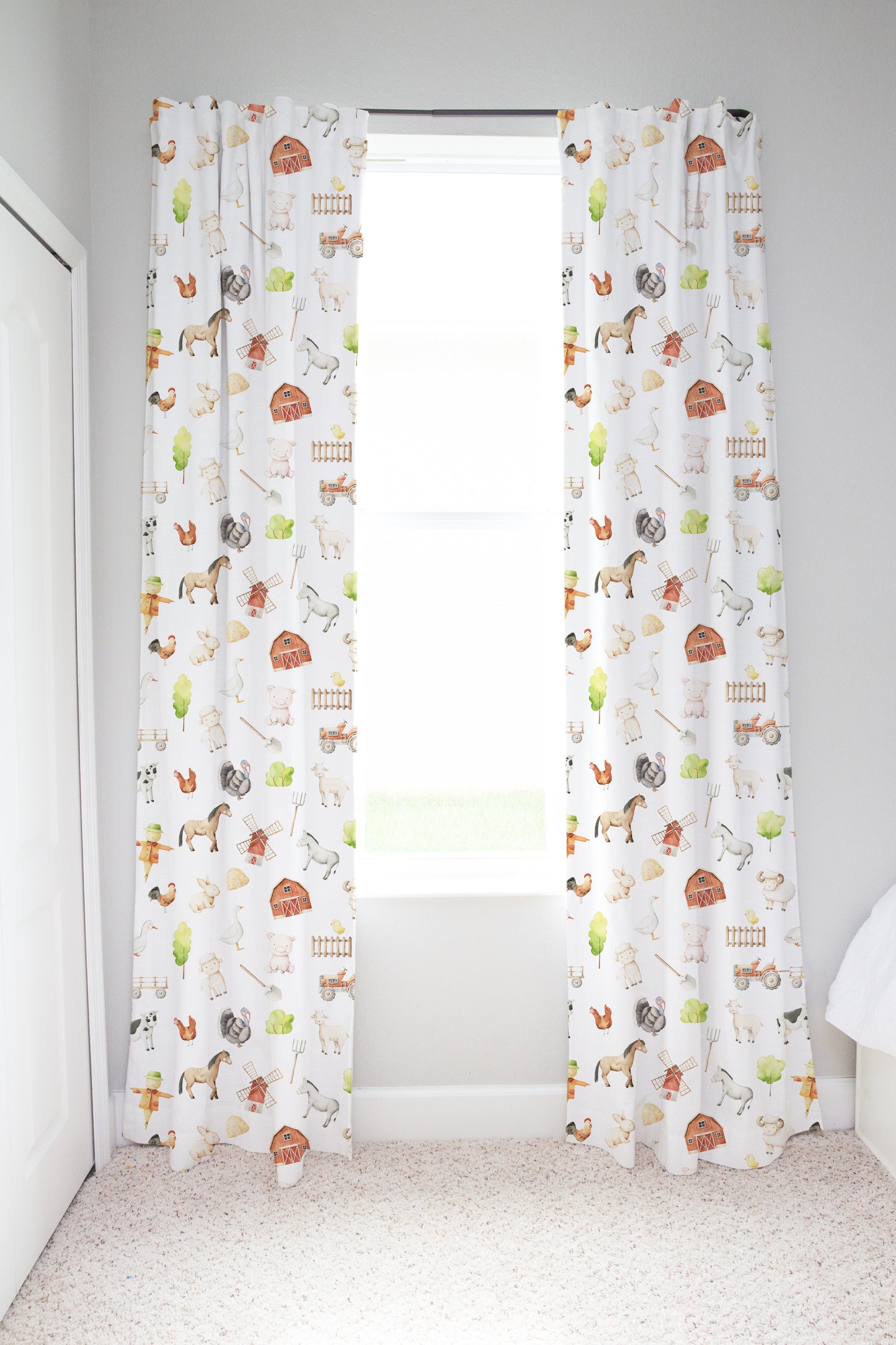 Farm Curtain, Single Panel, Farm nursery decor - Oliver's Ranch