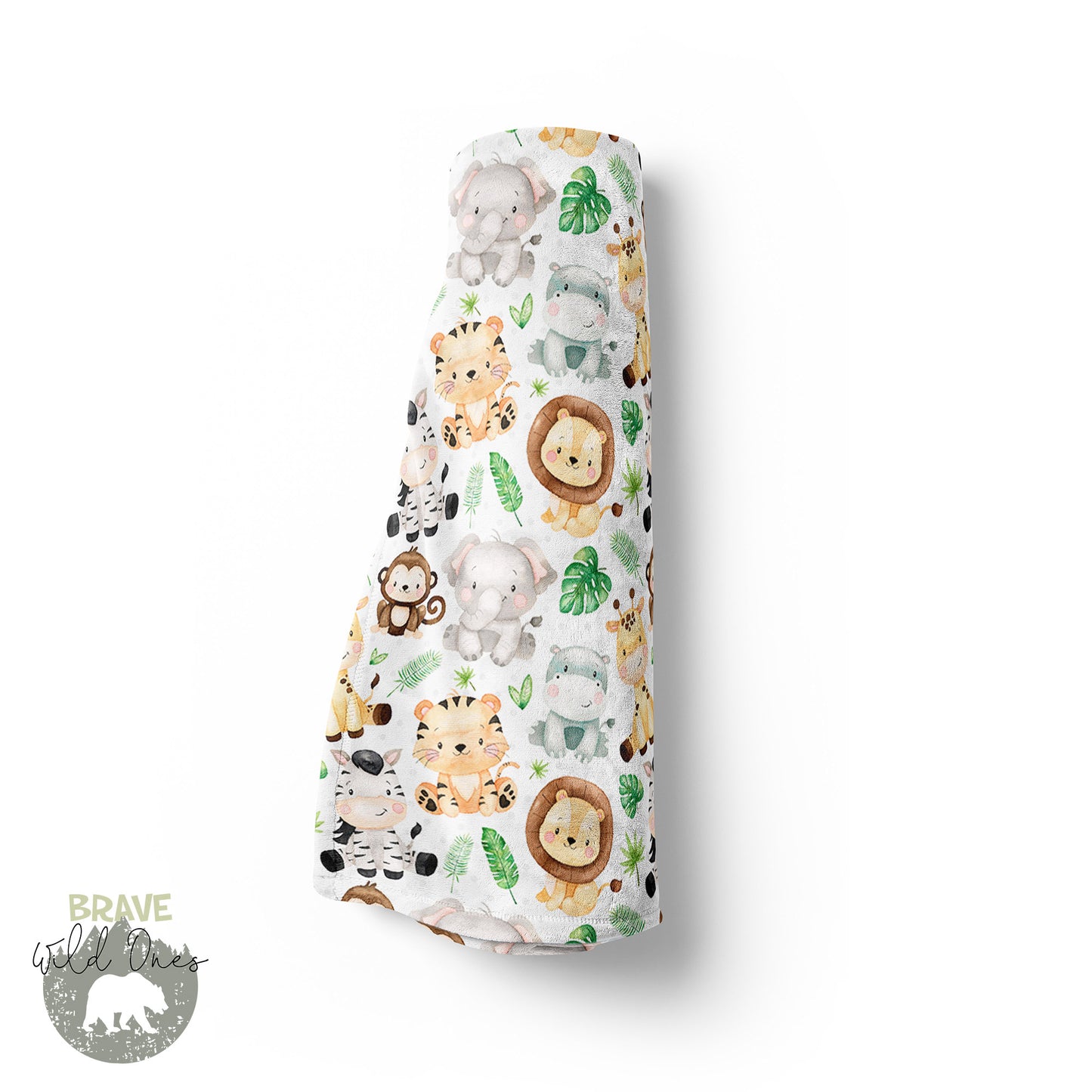 Safari Animals Minky Blanket, Jungle Nursery Bedding - Safari Explorer