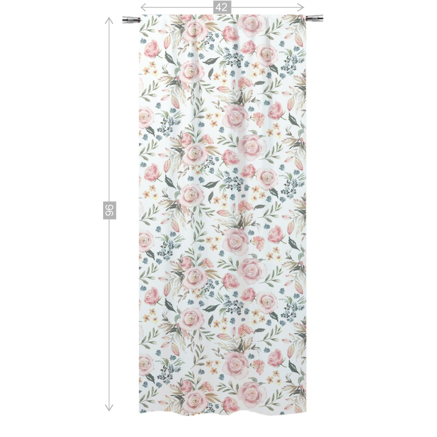 Pink Roses Curtain, Watercolor Floral curtain panels - Candy Rose