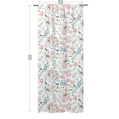 Pink Roses Curtain, Watercolor Floral curtain panels - Candy Rose