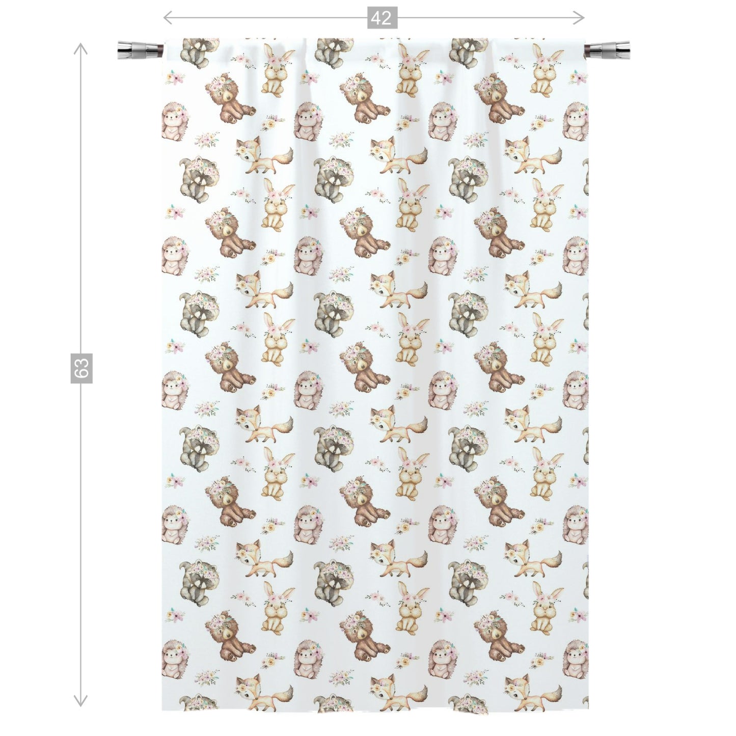 Girl Woodland Animals Curtains. Forest Nursery Decor - Forest Friends