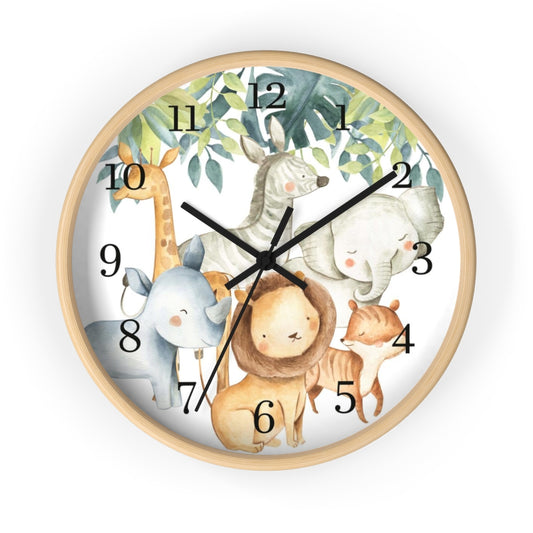 Safari animals kids wall clock, Jungle Nursery Decor - Baby Africa