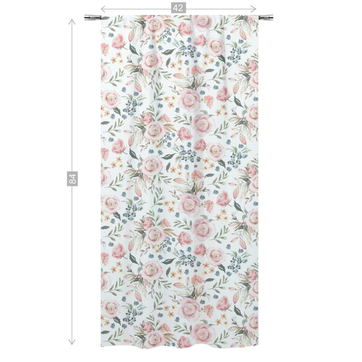 Pink Roses Curtain, Watercolor Floral curtain panels - Candy Rose