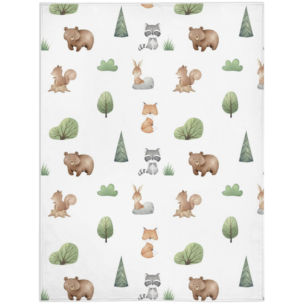 Woodland Animals Minky Blanket, Woodland Nursery Bedding - Tiny Woodland