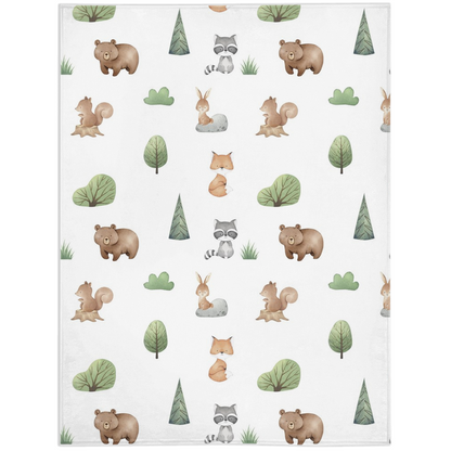 Woodland Animals Minky Blanket, Woodland Nursery Bedding - Tiny Woodland