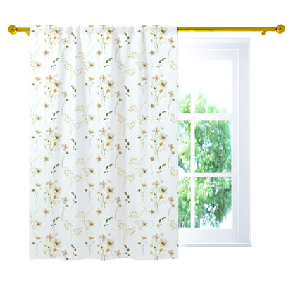 Wildflower Nursery Curtains, Wild Flowers Curtain Single Panel - Mustard Wildflowers