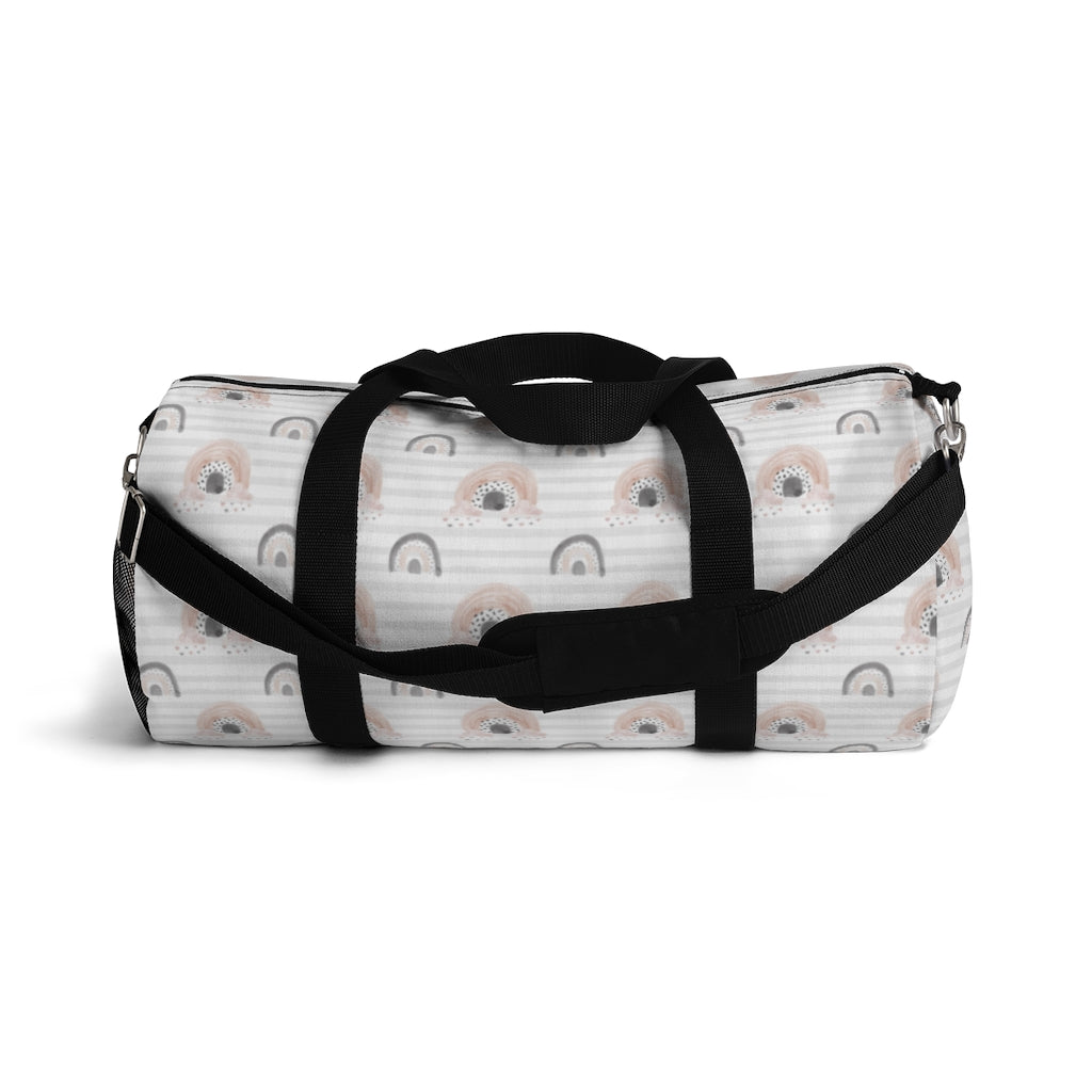 Gray Stripes Duffel Bag, Rainbow Hospital Bag - Blush Rainbow