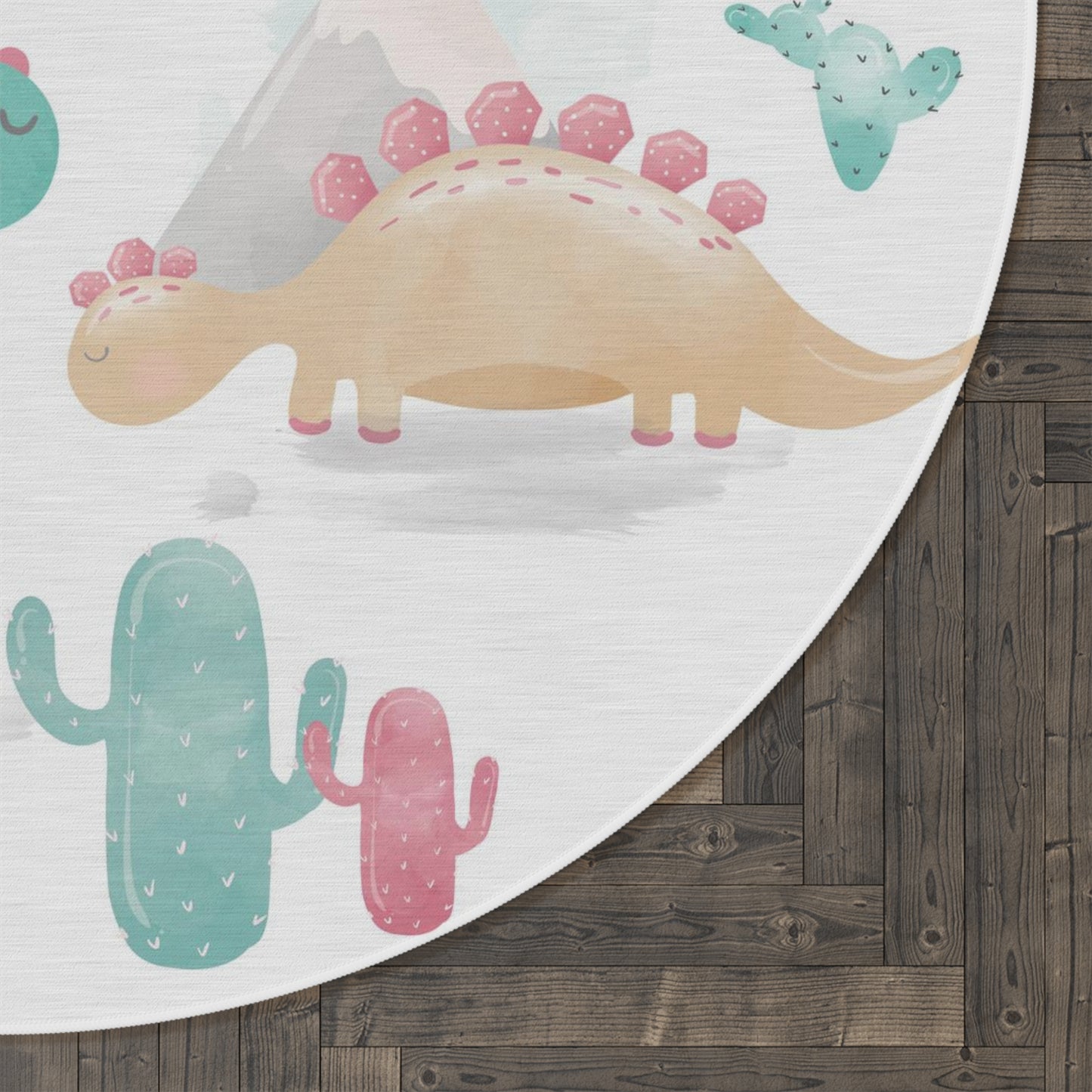 Pink dinosaur round rug, Dinosaur area rug, Dinosaur nursery decor - Pink Dinosaur