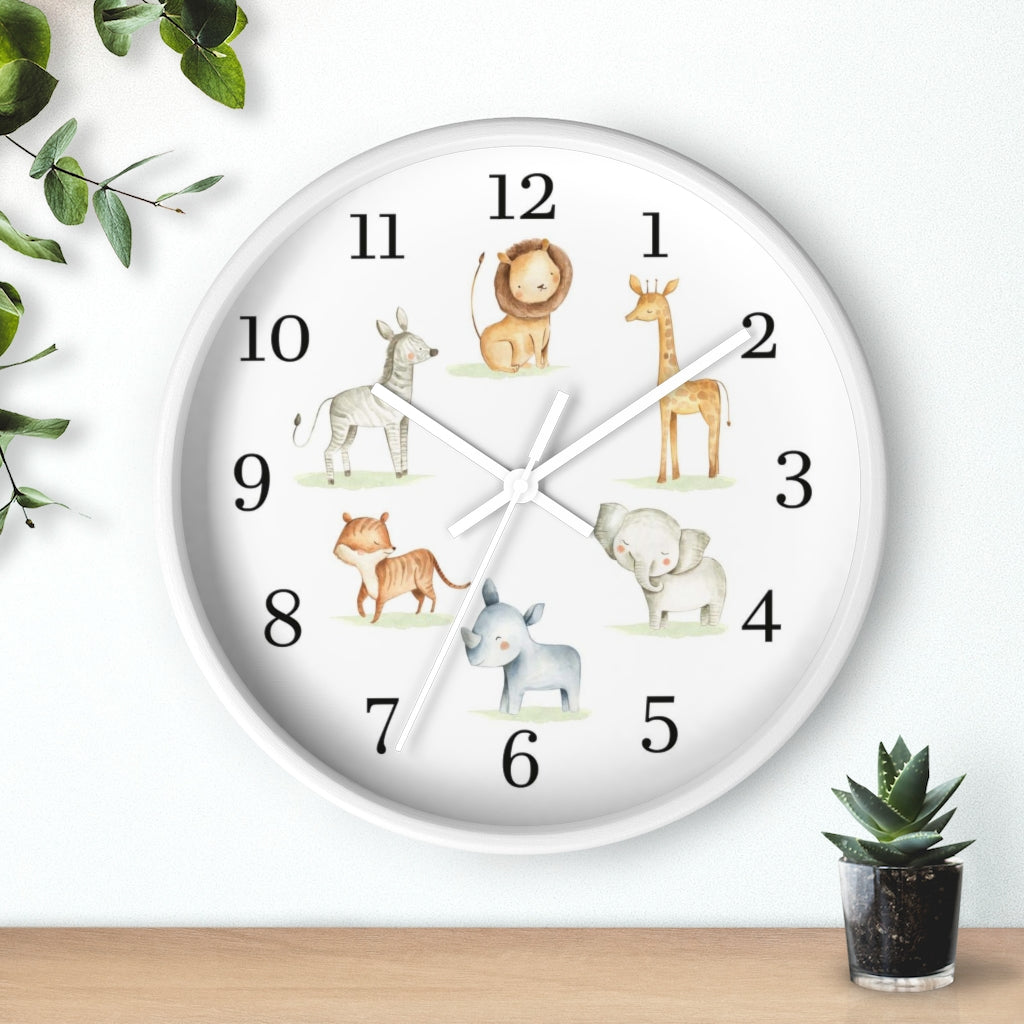 Safari animals clock, Jungle Nursery Decor - Baby Africa