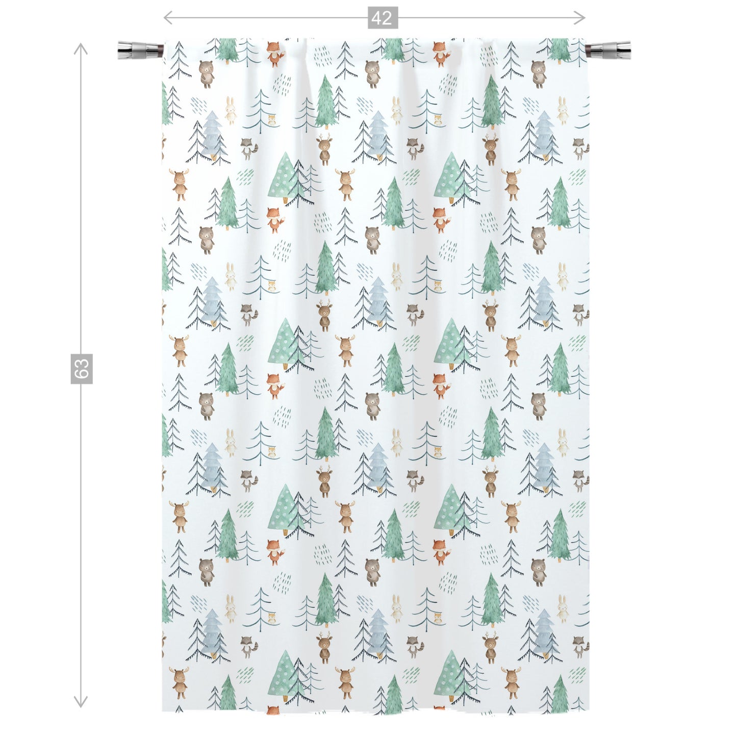 Woodland Curtain Single Panel, Forest Nursery Decor - Scandi Woodland