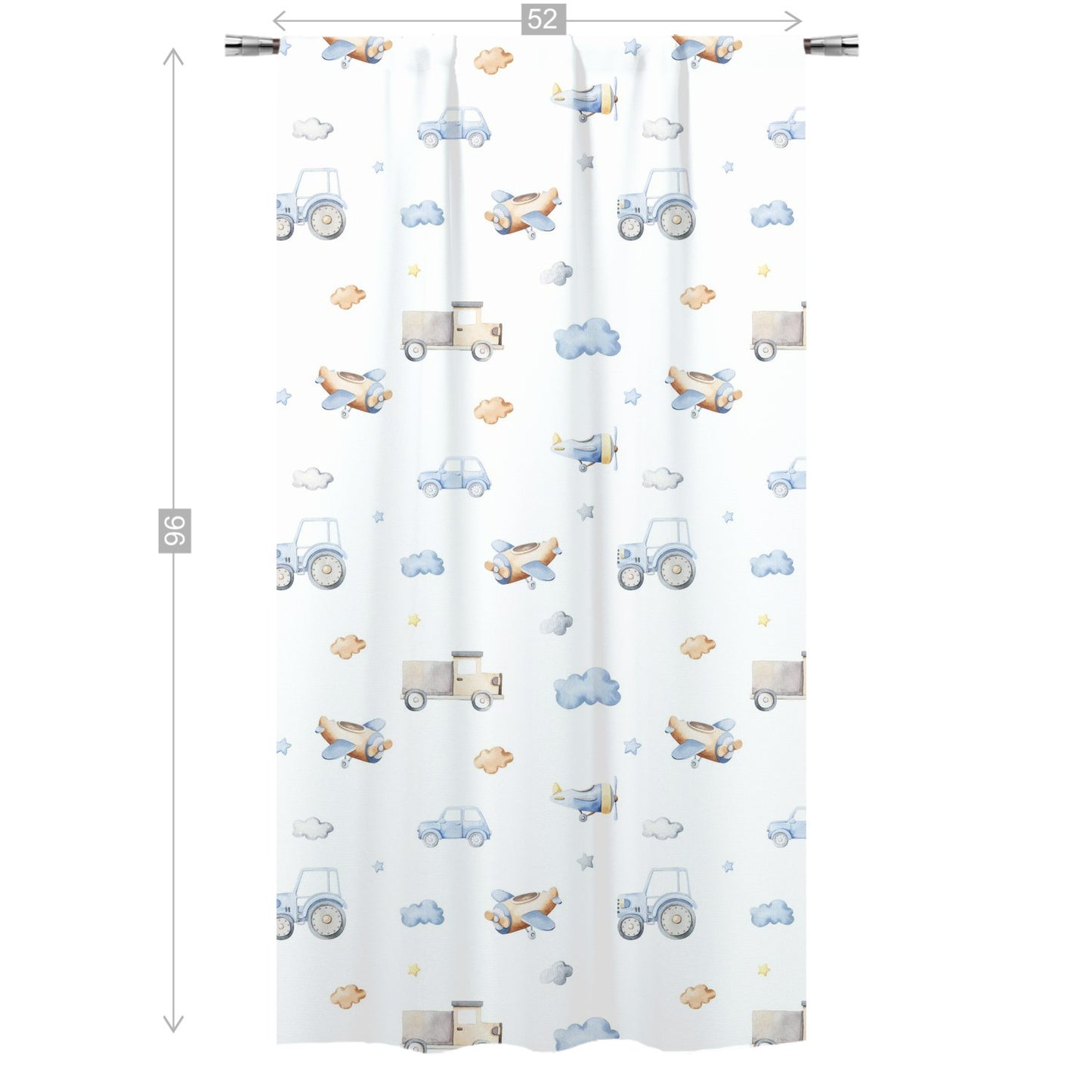 Transport Vehicles Curtain, Transportation Nursery Decor - Blue Transportation