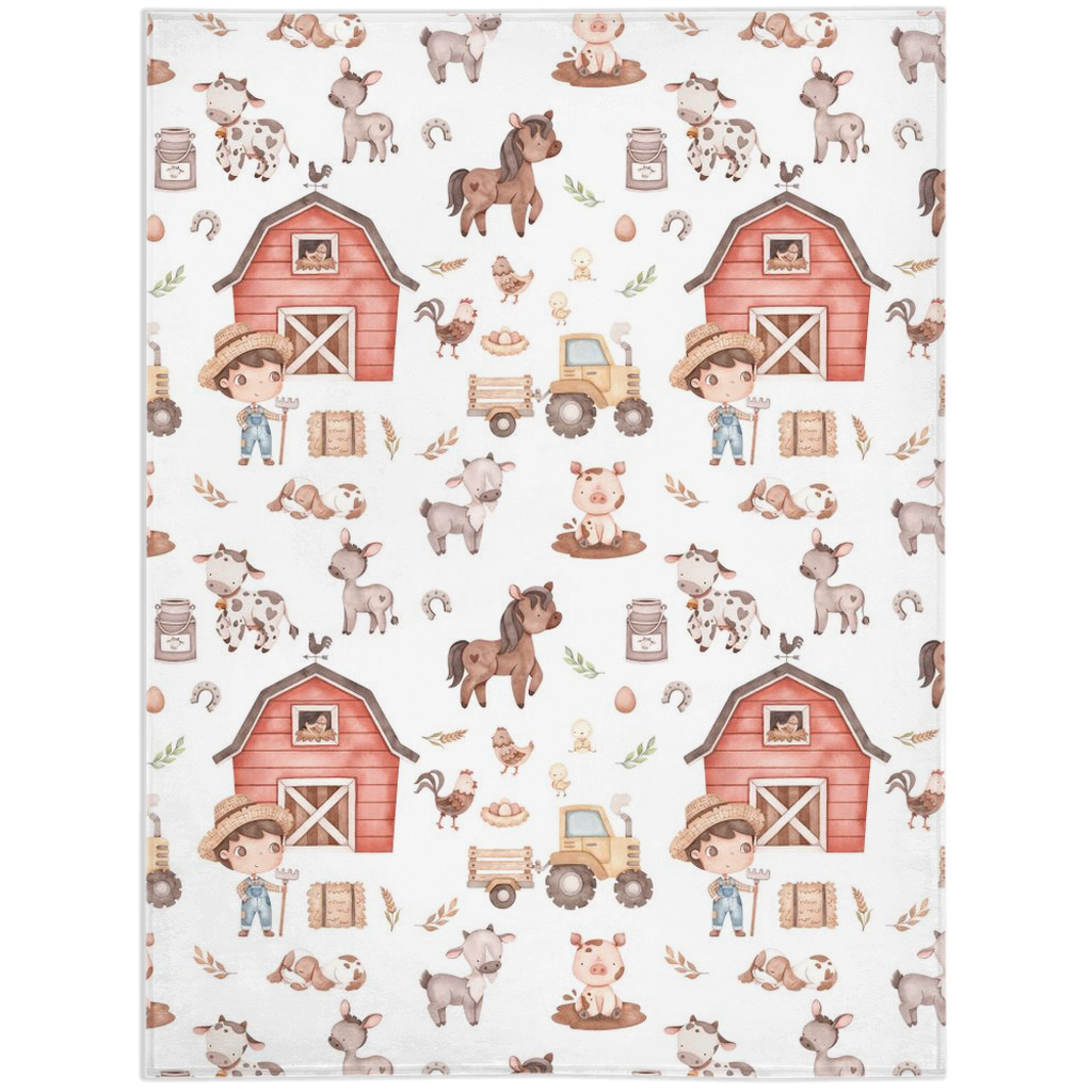 Farm Boy Minky Blanket, Barnyard Nursery Bedding - Lovely Farm