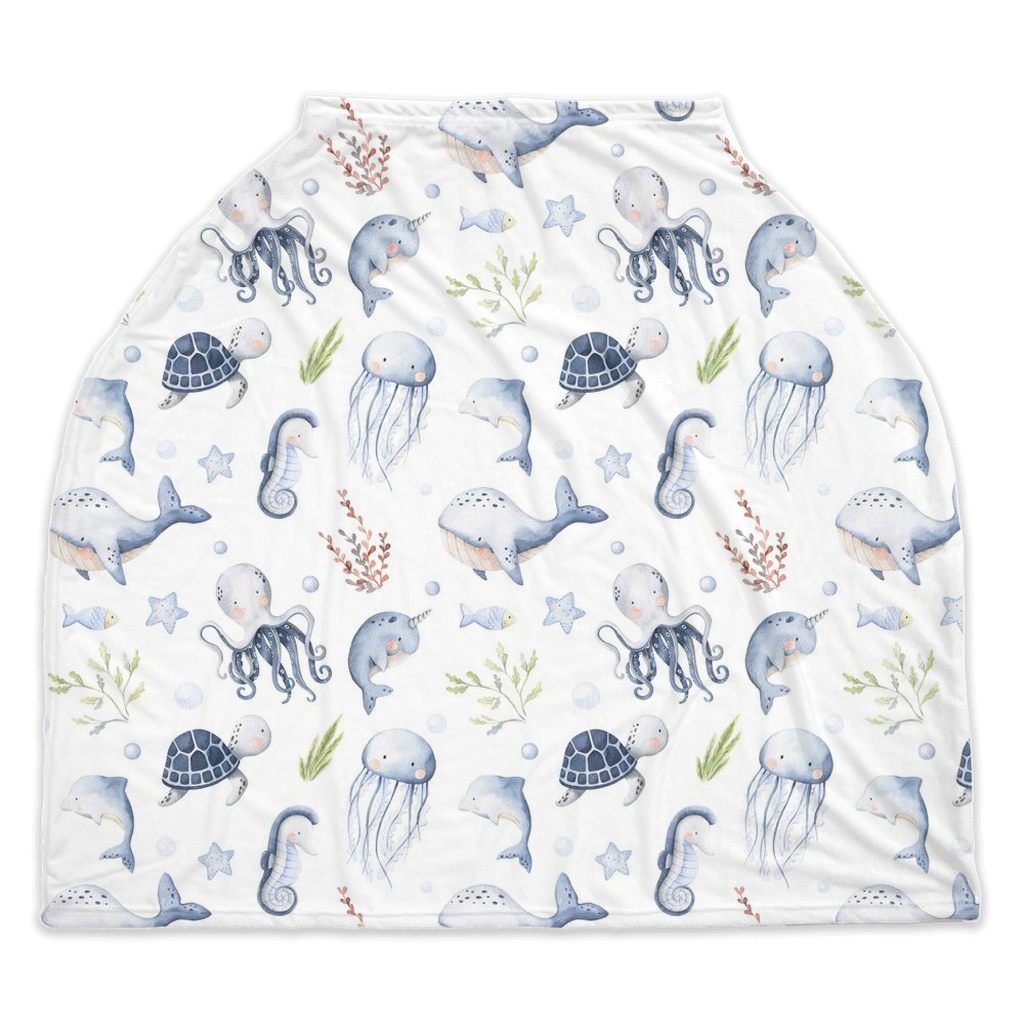 Ocean Car seat cover baby boy, Under The Sea Nursing Cover - Little Ocean