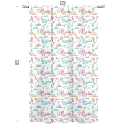 Pink dinosaur Curtain, Single Panel, Girl dinosaur nursery decor - Pink dinosaur