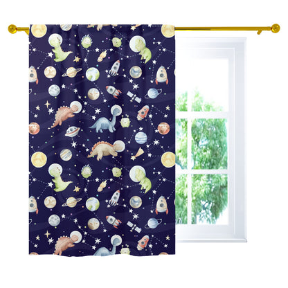 Dinosaur Space Curtain Single Panel, Space Nursery Decor