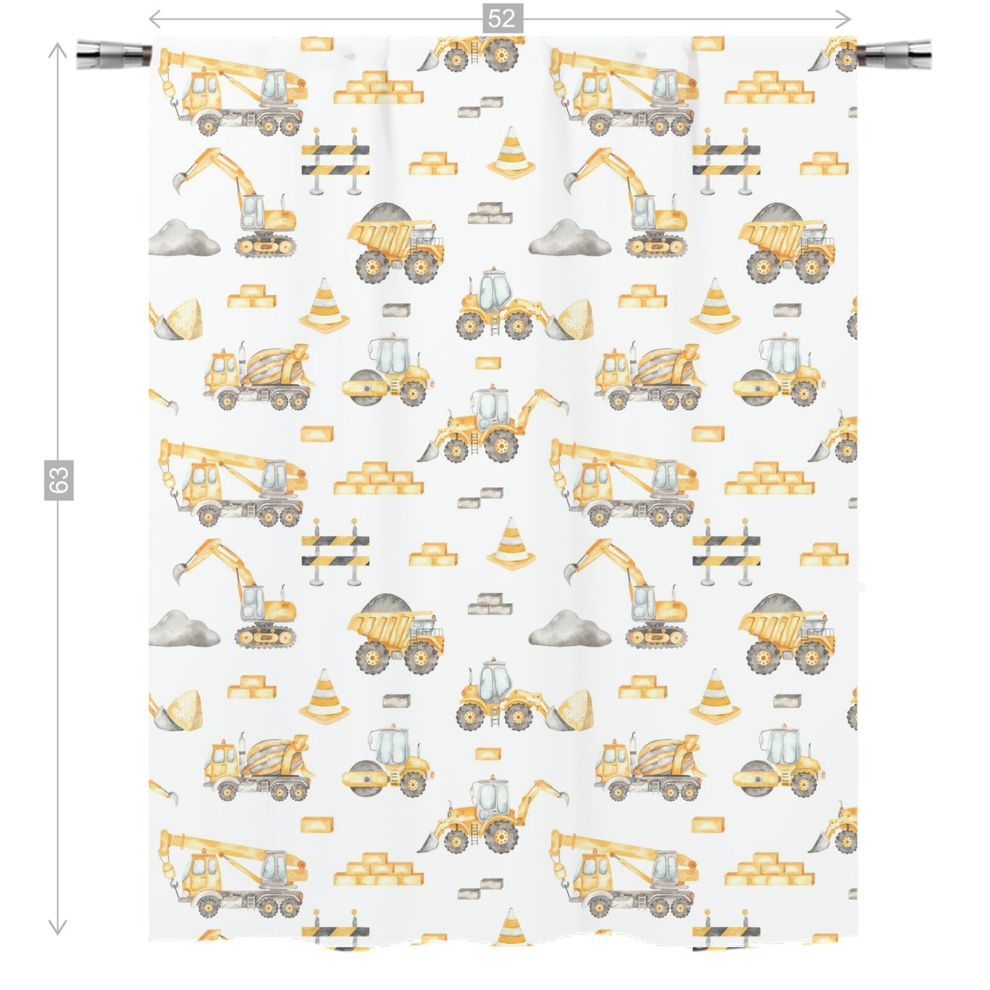 Construction truck curtain single panel, Construction nursery decor - Under Construction