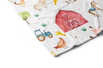 Farm Minky Blanket, Barnyard Nursery Bedding - Farm Sweet Farm