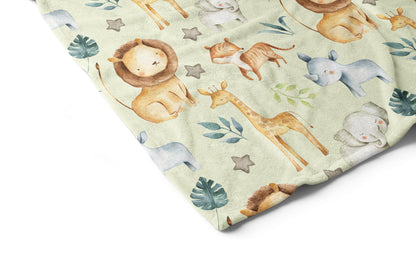 Safari Animals Minky Blanket, Jungle Nursery Bedding - Baby Africa