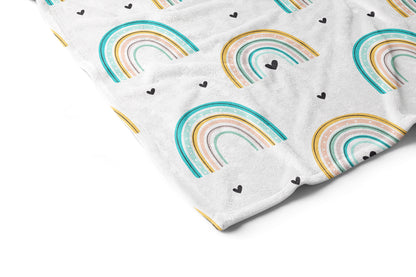 Heart Rainbow Minky Blanket, Rainbow Nursery Bedding