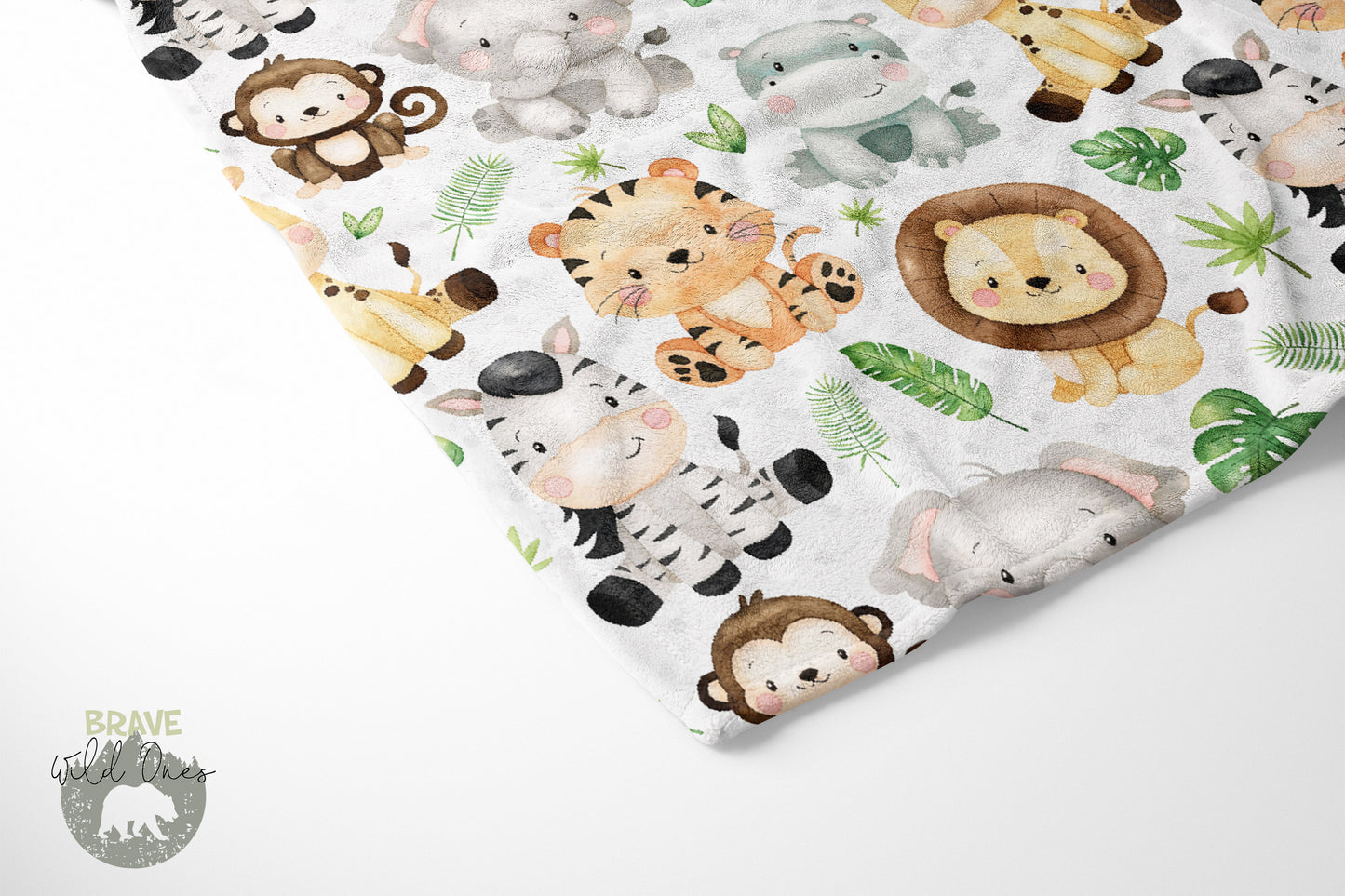 Safari Animals Minky Blanket, Jungle Nursery Bedding - Safari Explorer