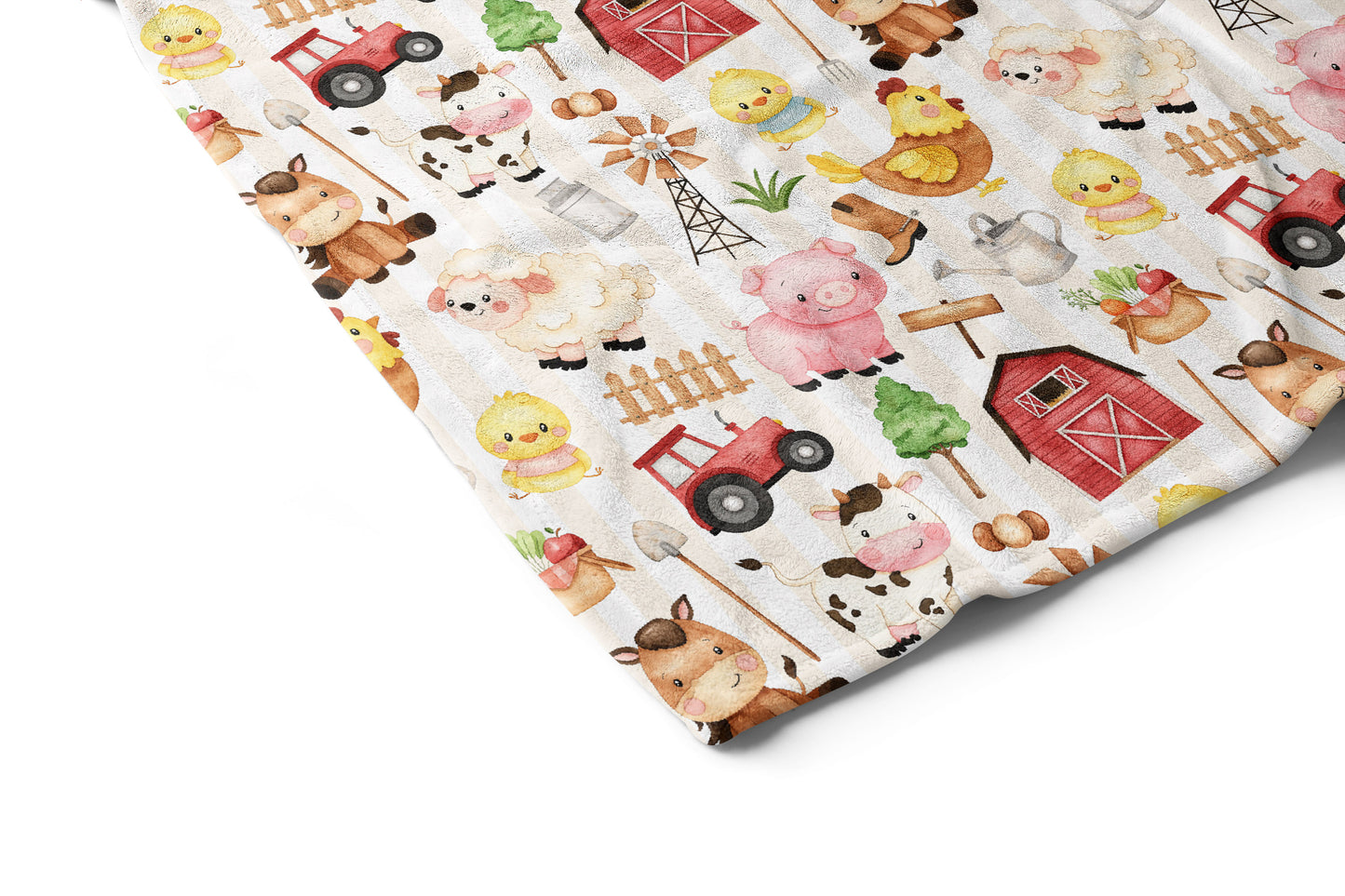 Farm Animals Minky Blanket, Barnyard Nursery Bedding - Morgans Farm