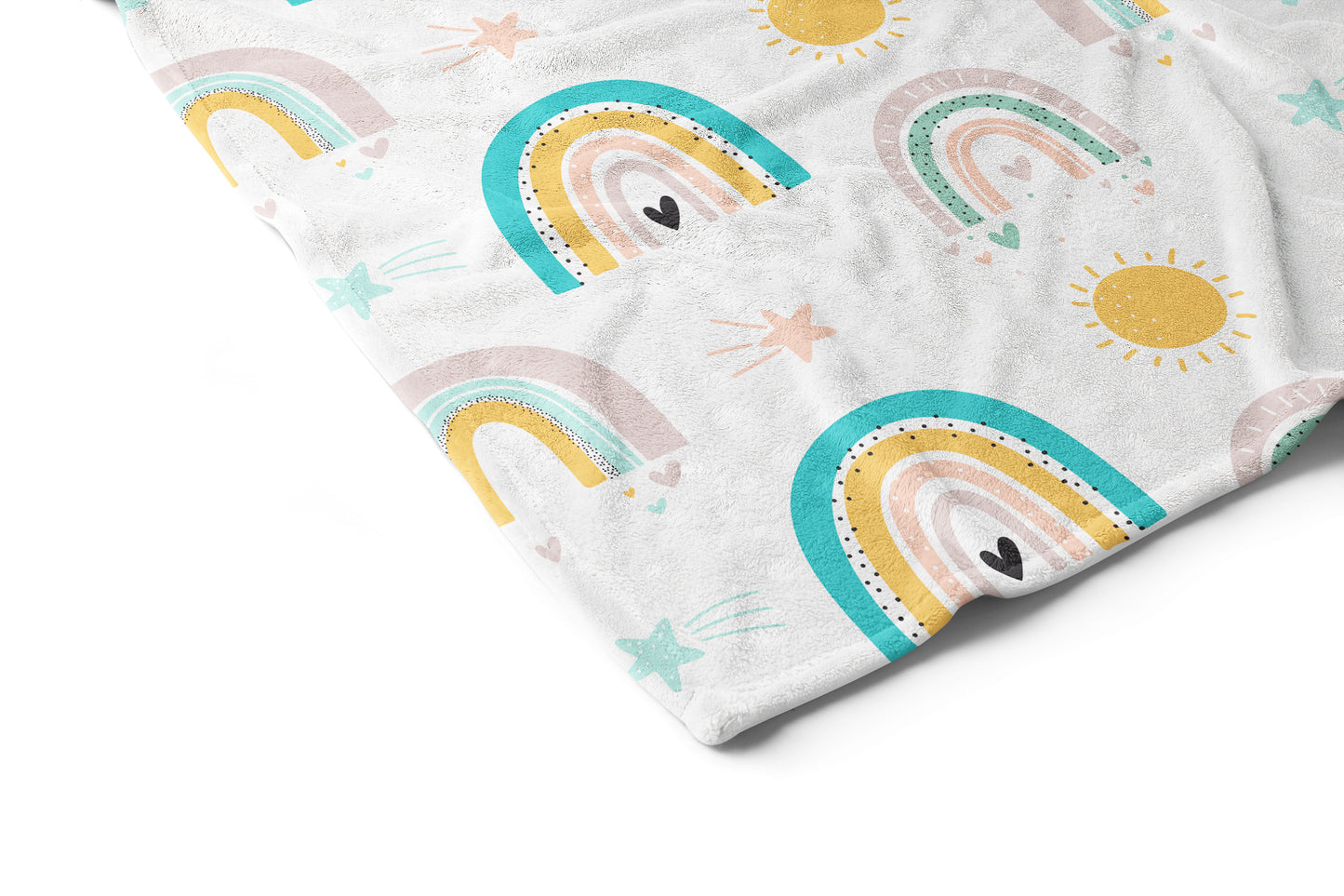 Sun stars and Rainbow Minky Blanket, Rainbow Nursery Bedding