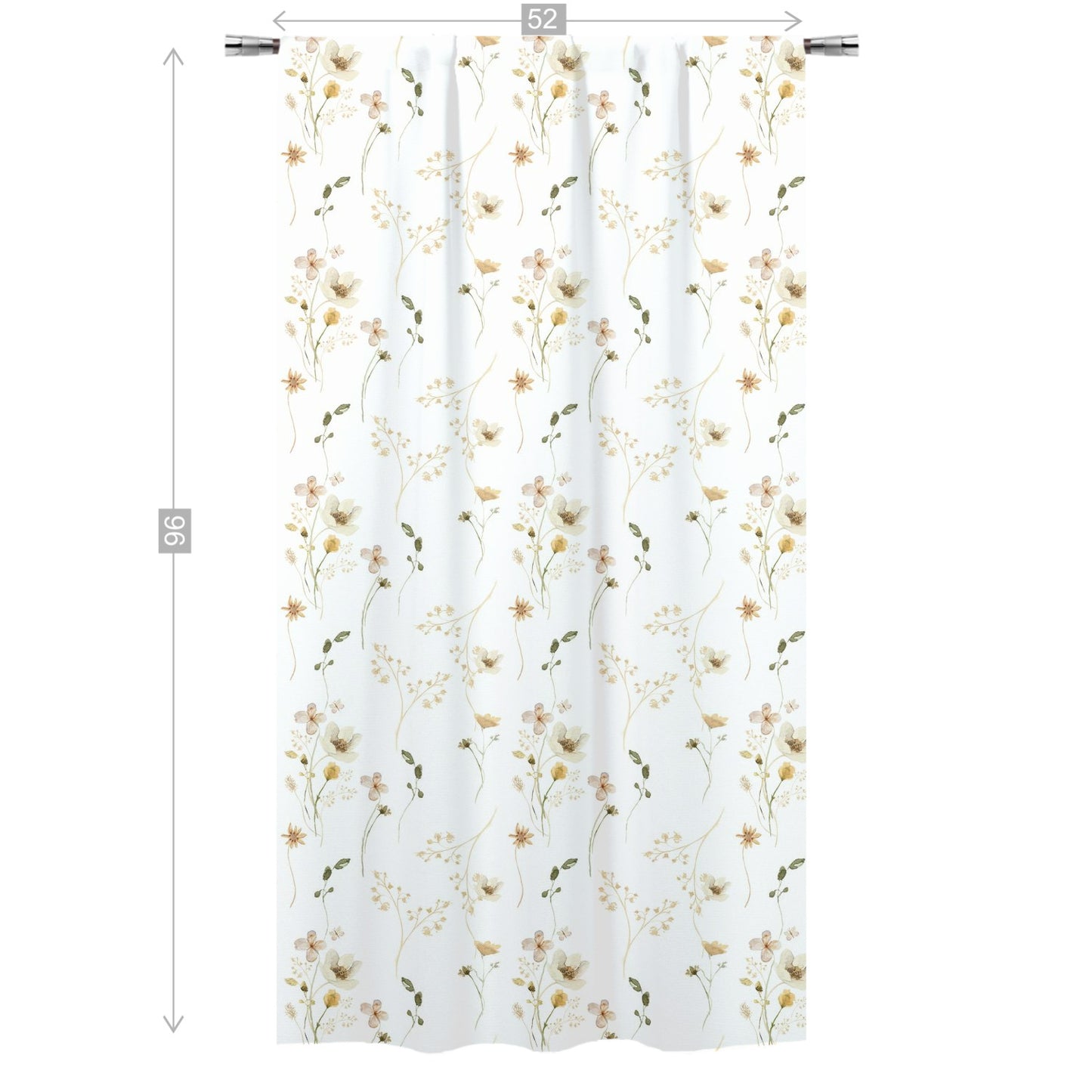 Wildflower Nursery Curtains, Wild Flowers Curtain Single Panel - Mustard Wildflowers