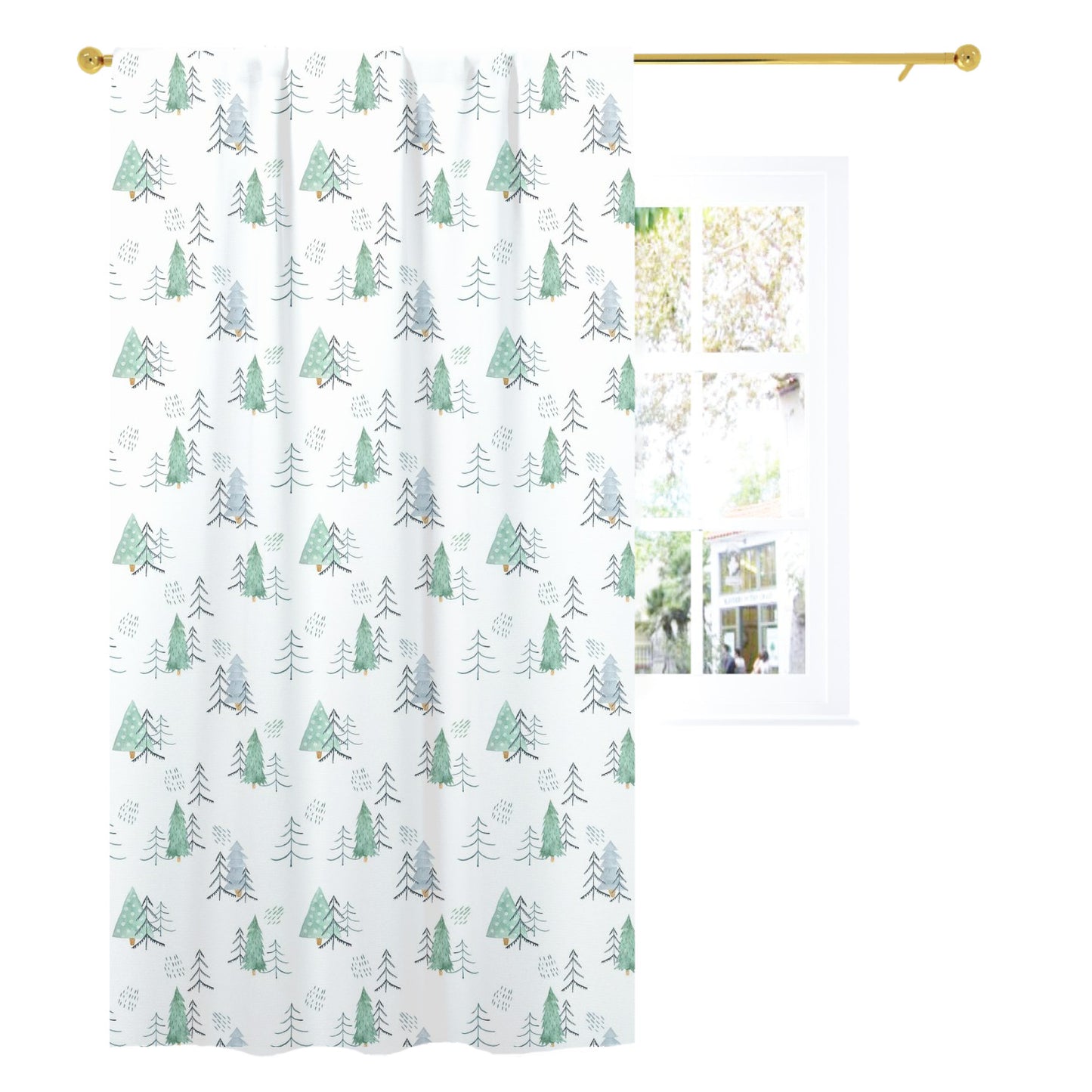 Scandinavian Pine Trees Curtains, Forest Nursery Decor - Scandi Woodland