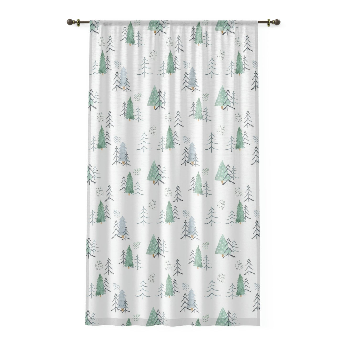 Pine Trees Sheer Curtain, Forest Nursery Decor, Scandi Woodland