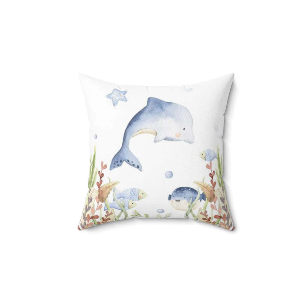 Dolphin Pillow COVER, Under the sea nursery bedding - Little Ocean