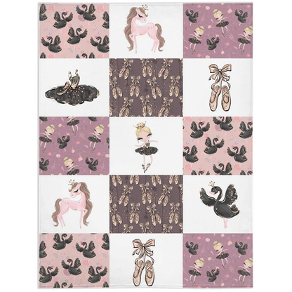 Black Swan Ballerina Minky Blanket, Ballet Nursery Bedding - Sweet Ballet