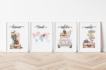 Explore Wall Art, Travel Nursery Prints Set of 4