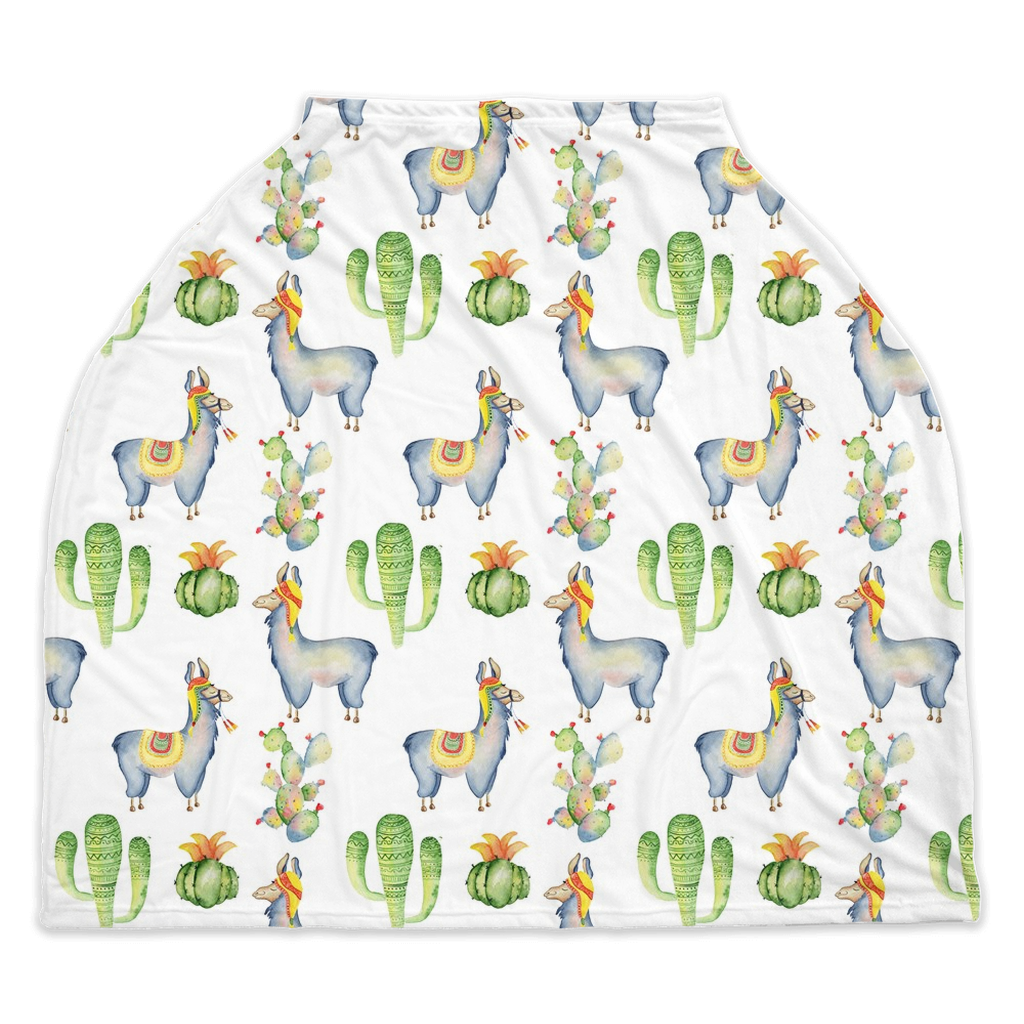 Llama and Cactus Car Seat Cover, Alphaca Nursing Cover