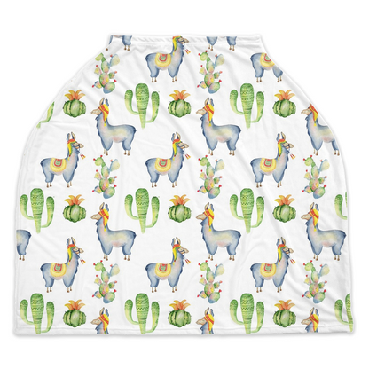 Llama and Cactus Car Seat Cover, Alphaca Nursing Cover