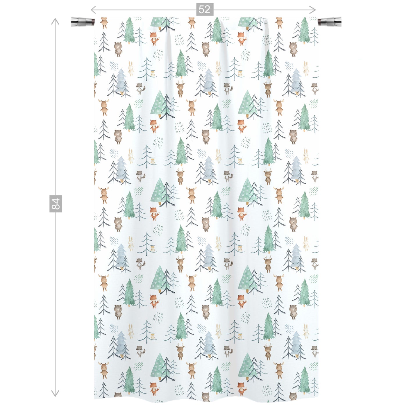 Woodland Curtain Single Panel, Forest Nursery Decor - Scandi Woodland