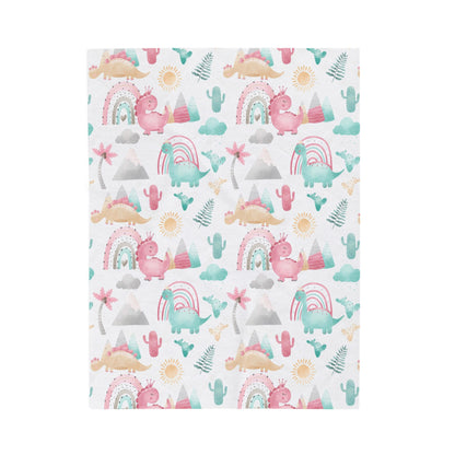 Pink dinosaur blanket, Dinosaur nursery bedding - Pink Dinosaur