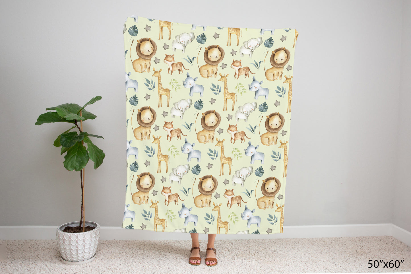 Safari Animals Minky Blanket, Jungle Nursery Bedding - Baby Africa