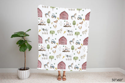 Farm Minky Blanket | Barnyard Nursery Bedding - The Farm