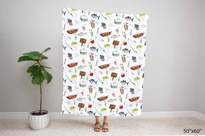 Fishing baby blanket, Fishing nursery bedding - Little Fisherman