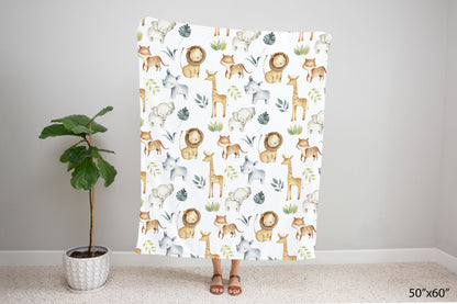 Safari Minky blanket | Jungle animals nursery bedding -  Baby Africa