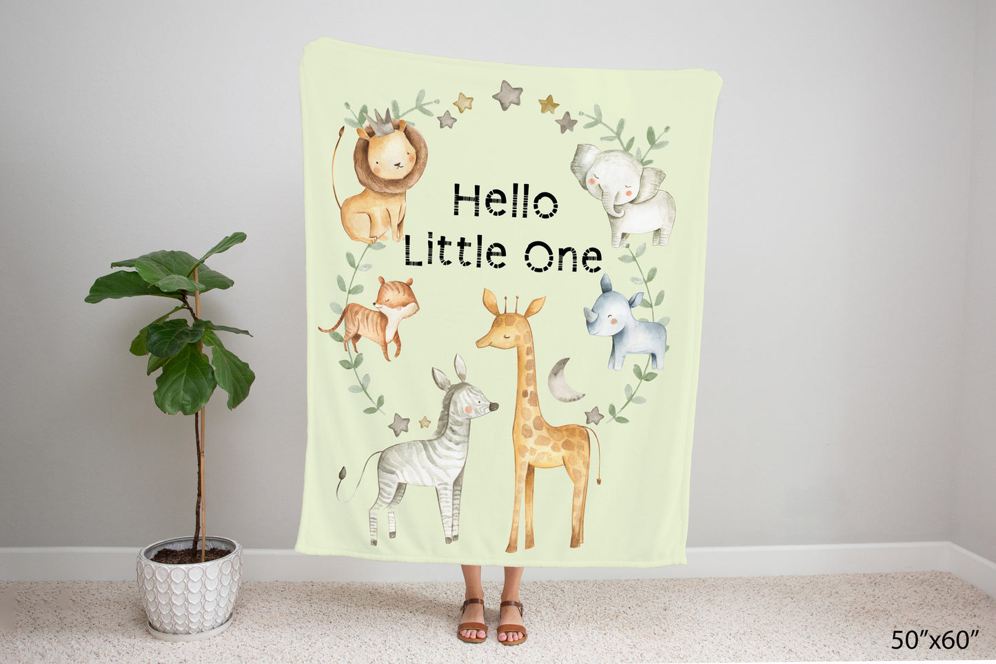 Hello Little One Safari Minky Blanket, Jungle Nursery Bedding - Baby Africa