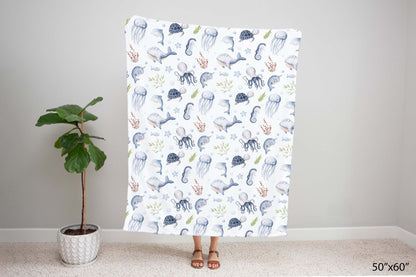 Under the sea Blanket, Sea Animals Nursery Bedding - Little Ocean