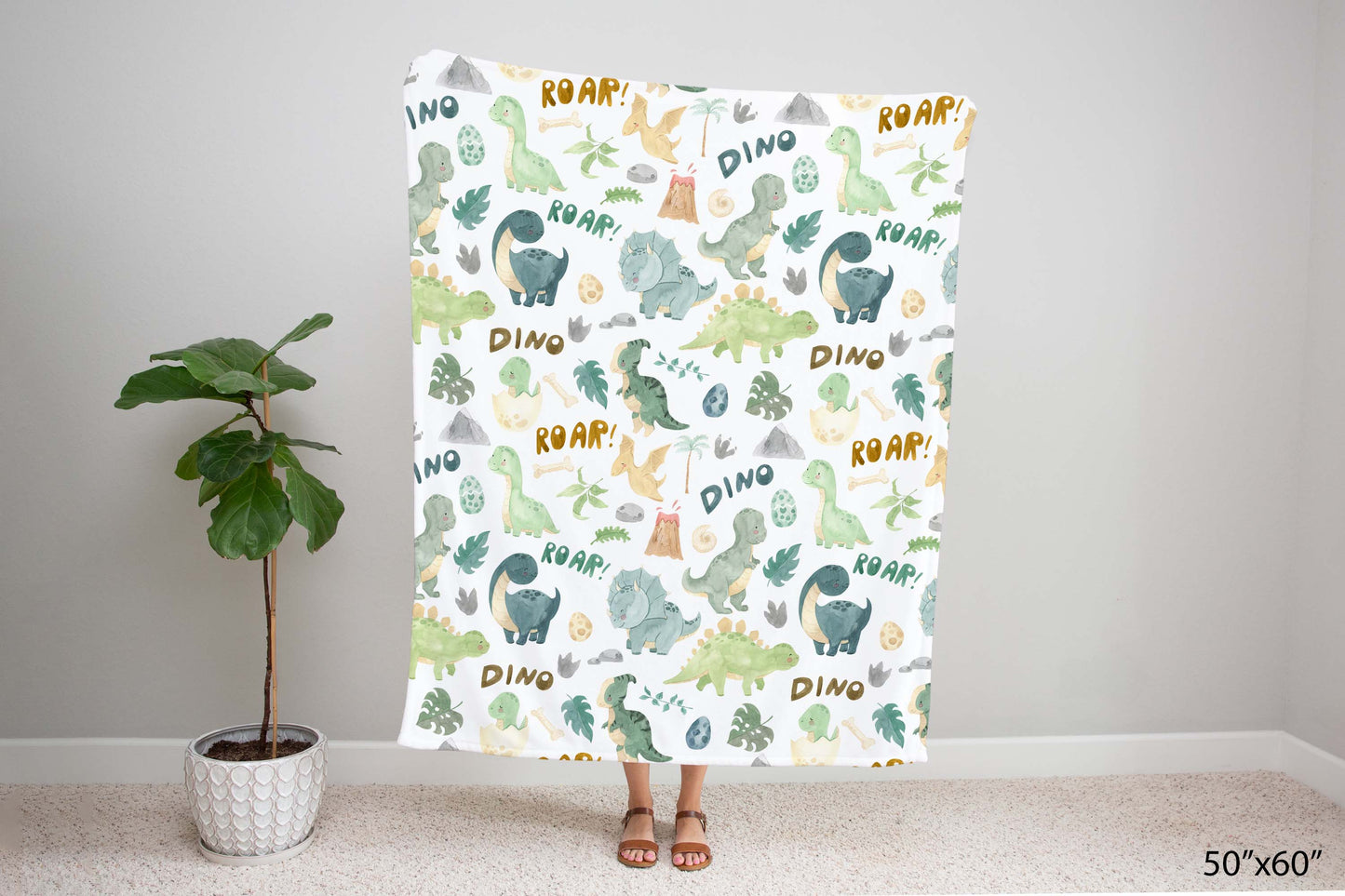 Dinosaurs blanket, Dinosaurs nursery bedding - Prehistoric Friends