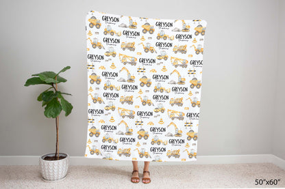 Construction Personalized Minky Blanket, Construction Nursery Bedding - Under construction