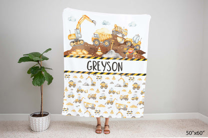 Construction Personalized Minky Blanket, Construction Nursery Bedding - Under construction