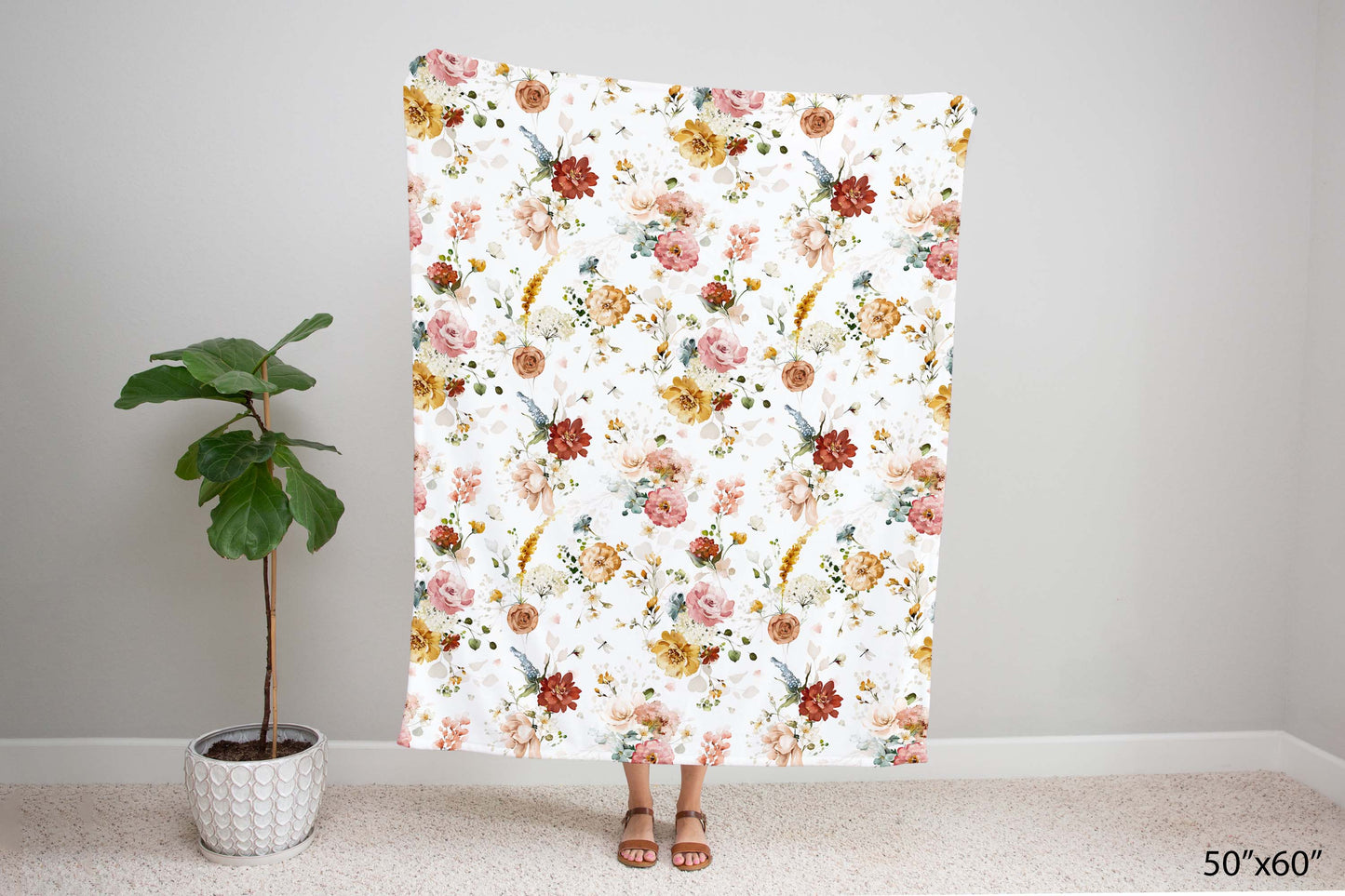 Wildflowers Blanket, Wildflower Nursery Bedding - Vintage Garden